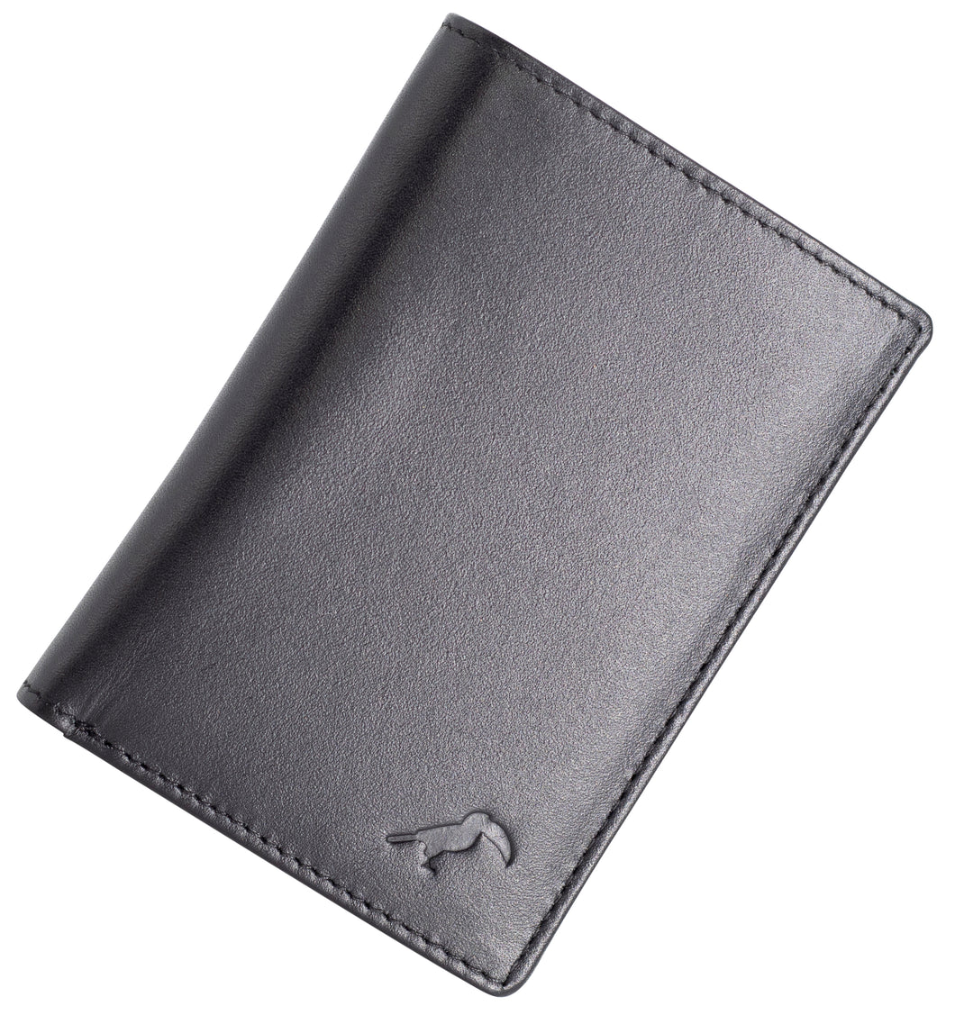 Tista - porte-cartes - mini-portefeuille avec porte-monnaie en cuir véritable lisse noir classique - blocage RFID, Homme - Femme