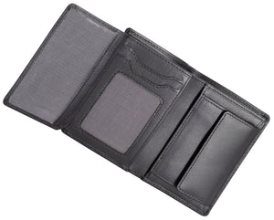 Tista - porte-cartes - mini-portefeuille avec porte-monnaie en cuir véritable lisse noir classique - blocage RFID, Homme - Femme