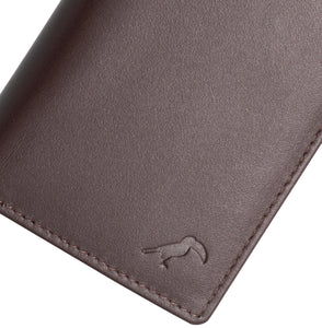 Tista - porte-cartes, mini-portefeuille avec porte-monnaie en cuir véritable lisse marron classique - blocage RFID, Homme - Femme