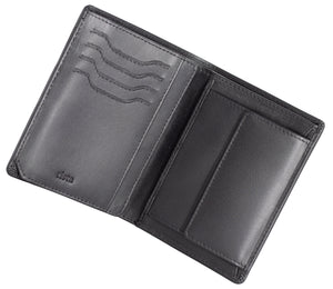 Tista - portefeuille avec porte-monnaie en cuir véritable lisse noir classique - place pour l’identité française - blocage RFID - Homme – Femme