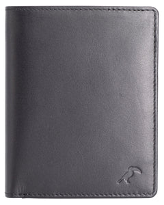 Tista - portefeuille avec porte-monnaie en cuir véritable lisse noir classique - place pour l’identité française - blocage RFID - Homme – Femme