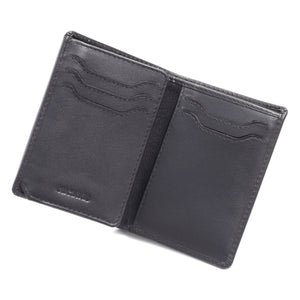 Porte-cartes - mini-portefeuille classique - noir - en cuir véritable lisse - blocage RFID, Homme - Femme