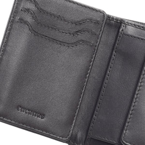 Porte-cartes - mini-portefeuille avec porte-monnaie - noir - en cuir véritable avec effet Saffiano - luxe - blocage RFID, Homme - Femme