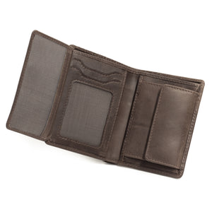 Porte-cartes - mini-portefeuille avec porte-monnaie en cuir véritable - style vintage avec un aspect délavé - marron - blocage RFID, Homme - Femme