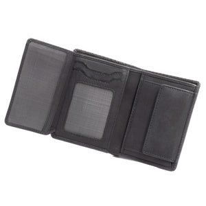 Porte-cartes - mini-portefeuille avec porte-monnaie en cuir véritable - style vintage avec un aspect délavé - noir - blocage RFID, Homme - Femme